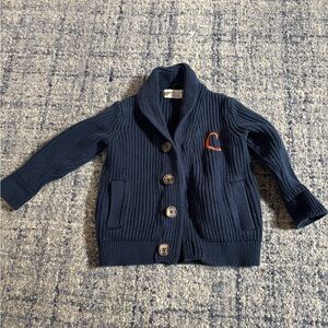 Navy Blue Kids Sweater with Orange Detail